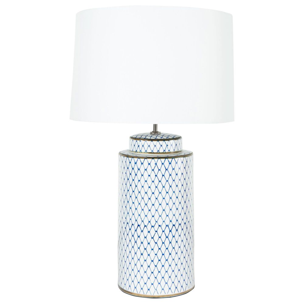 Creative Coop Marley Table Lamp in Indigo and White, , large