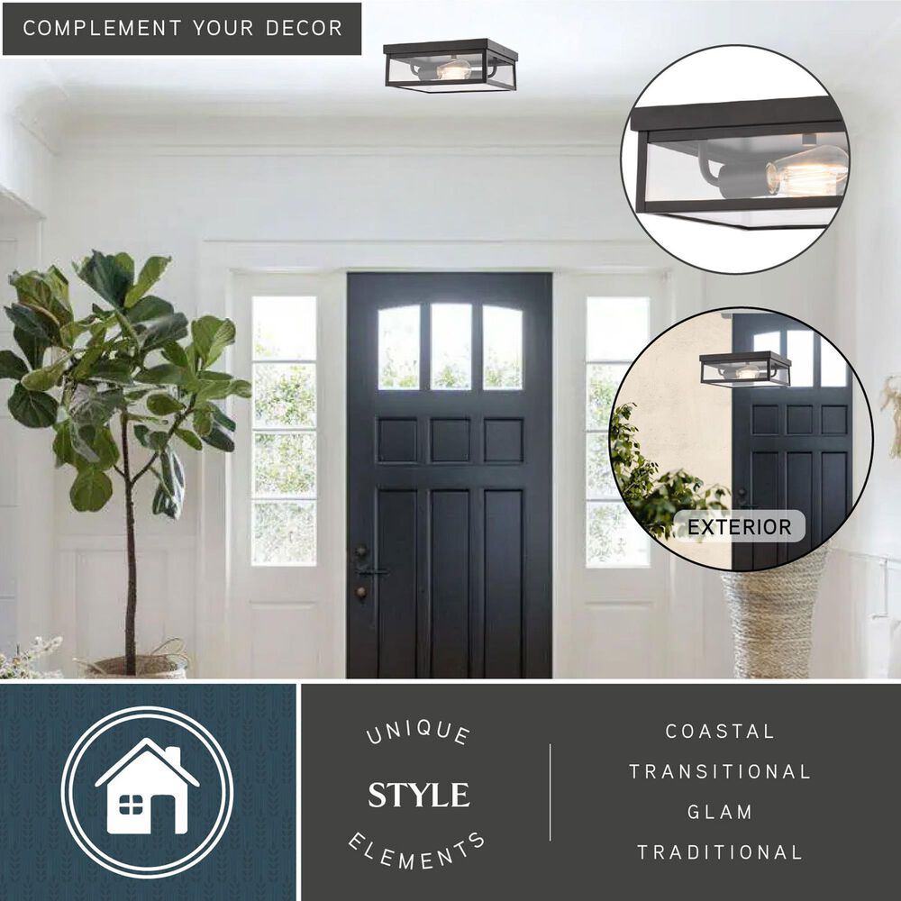 Vaxcel Clinton 2-Light Outdoor Flush Mount in Matte Black, , large