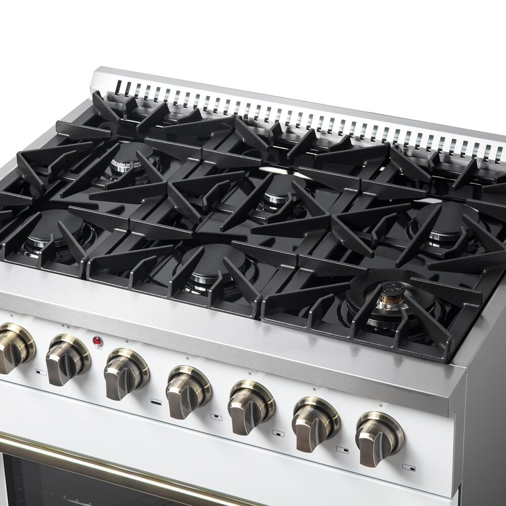 Forno Galiano 36" Freestanding Dual Fuel Range in White, , large