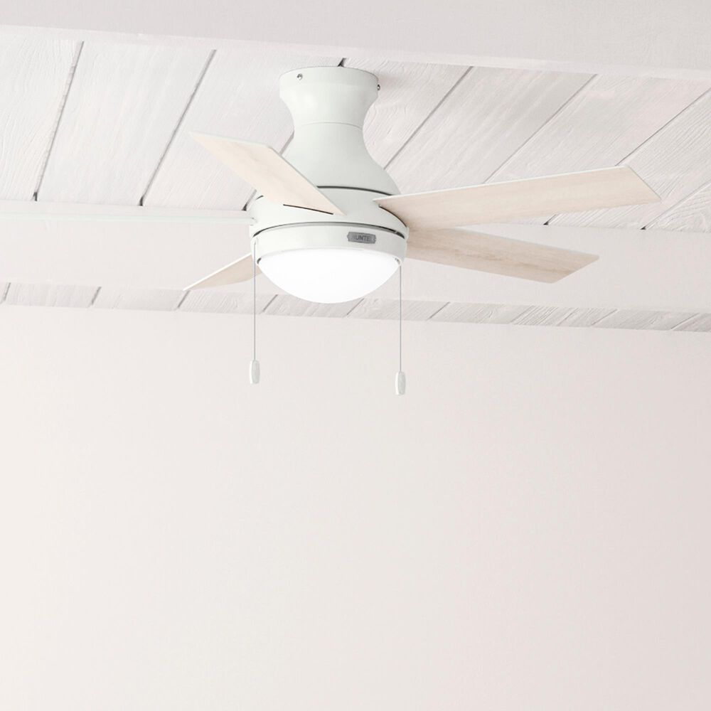 Hunter Aren Low Profile 44&quot; Ceiling Fan with LED Lights in Fresh White, , large