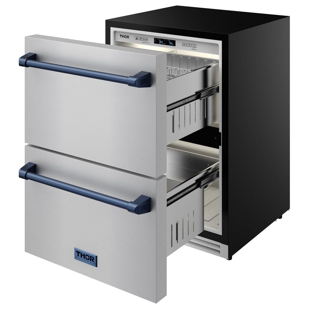 Thor Kitchen Gordon Ramsay 5.4 Cu. Ft. Undercounter Drawer Refrigerator with Blue Handle Kit in Stainless Steel, , large