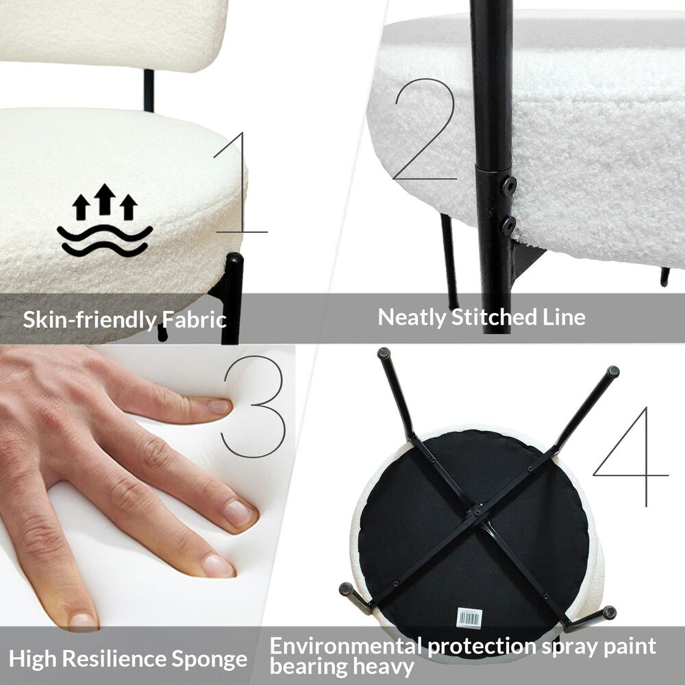 Hearth and Haven Side Chair with White Cushion in Black (Set of 2), , large