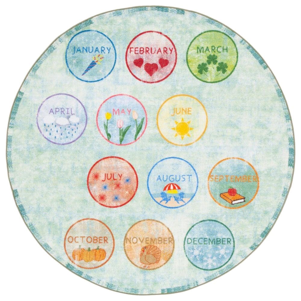 Safavieh Kids Playhouse 5" Round Green and Blue Rug, , large