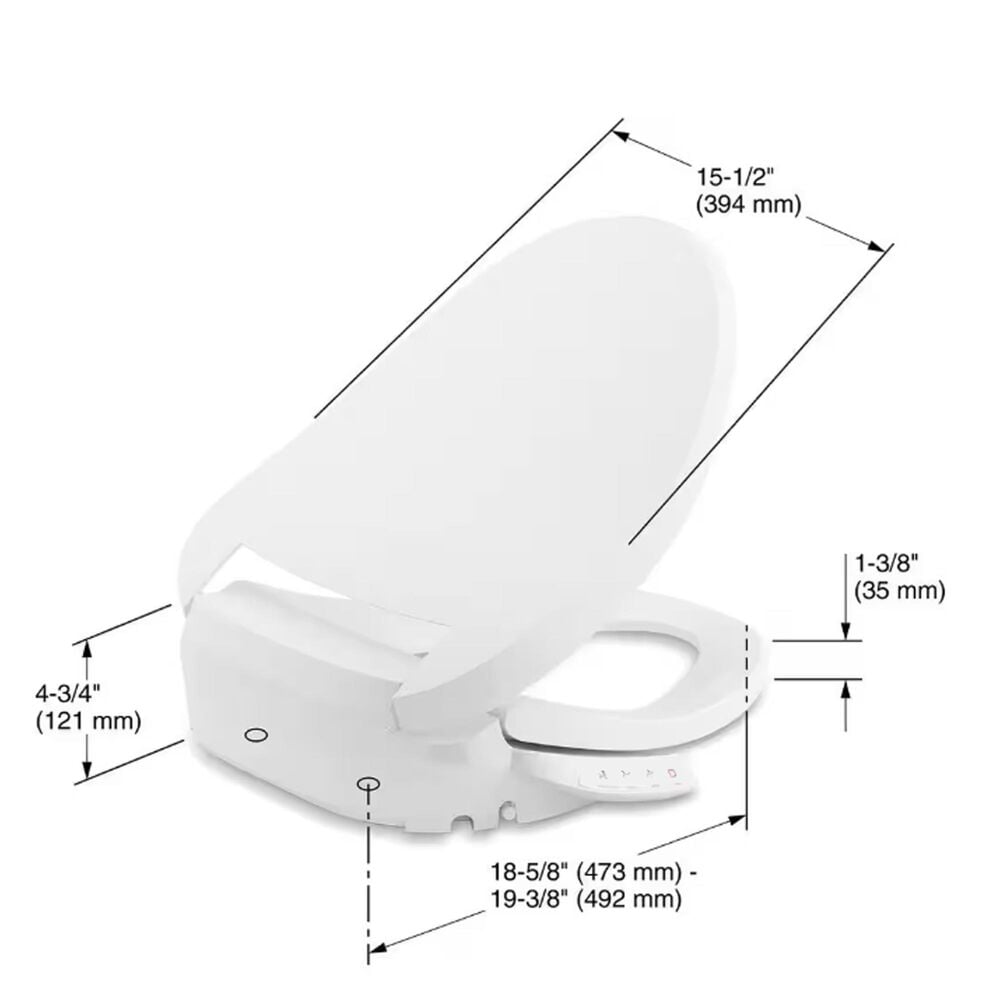 Kohler PureWash E525 Elongated Bidet Toilet Seat in White, , large