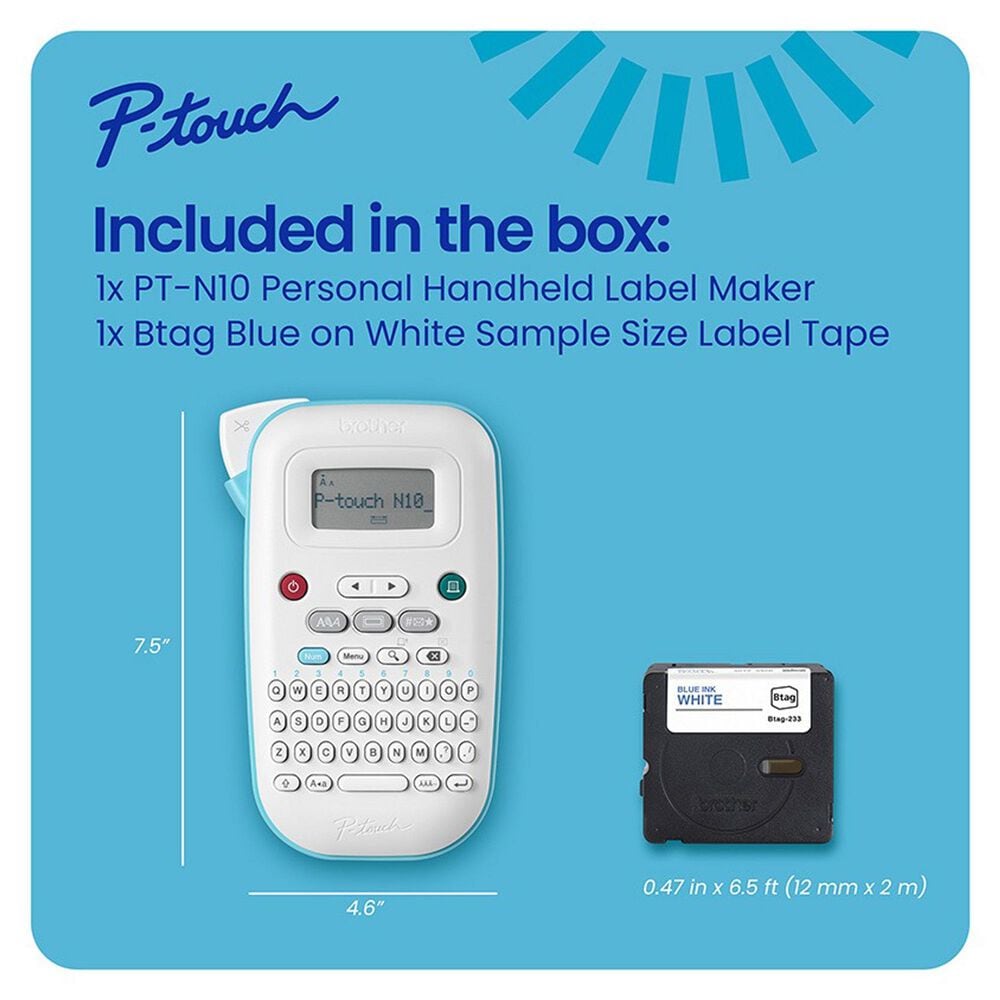 Brother Personal Handheld Label Maker in White and Blue, , large