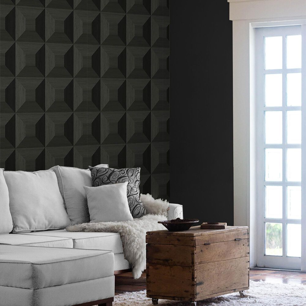 NextWall Quadrant Geo 216&quot; x 27&quot; Peel and Stick Wallpaper in Blacksmith, , large