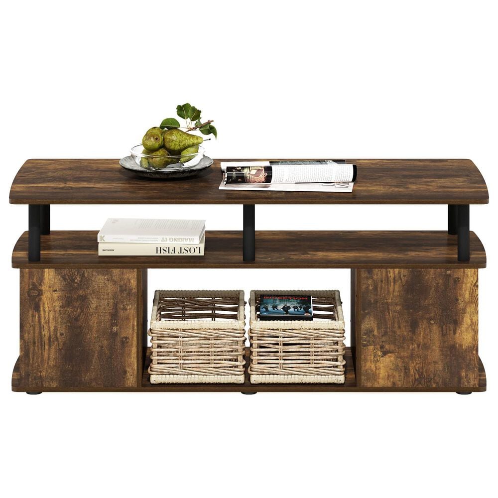 HOMLUX 47.2" Utility Design TV Stand with Open Storage Bookshelf in Amber Pine and Black, , large