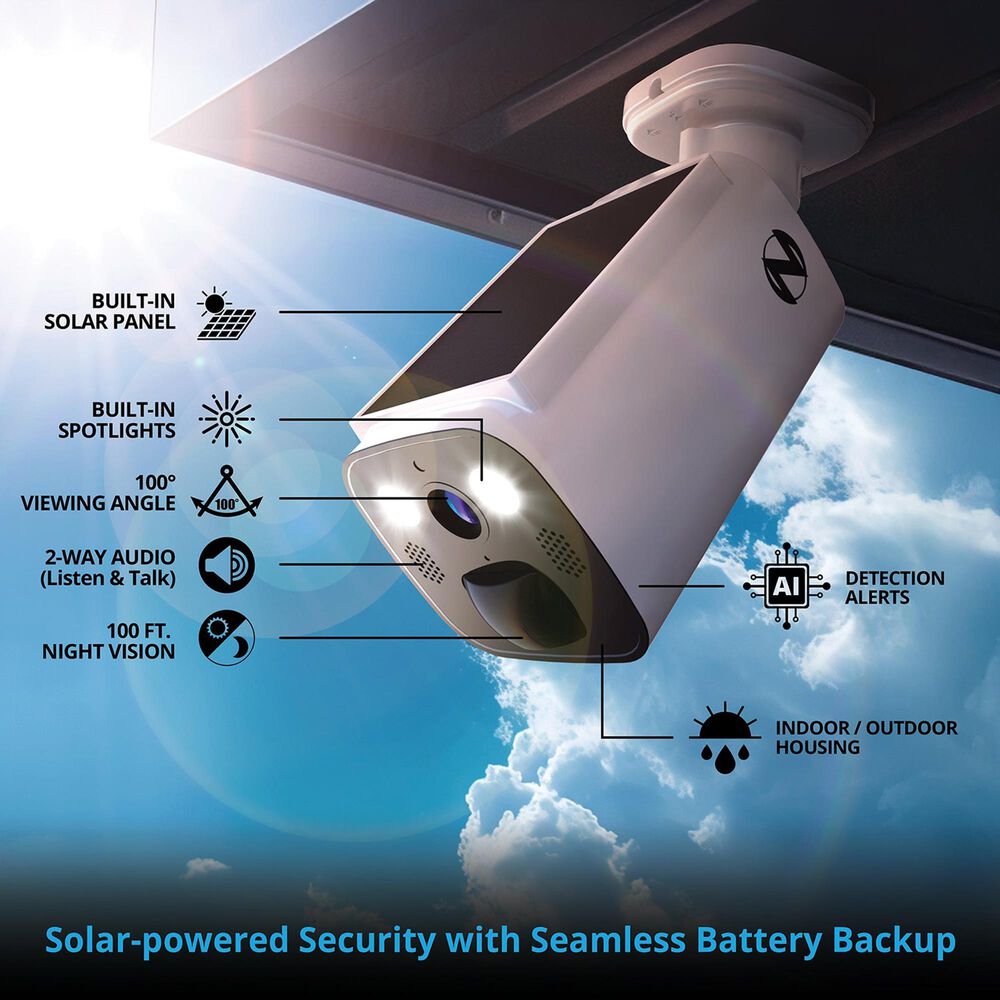 Night Owl Solar Powered Wire Free 2K Camera in White, , large