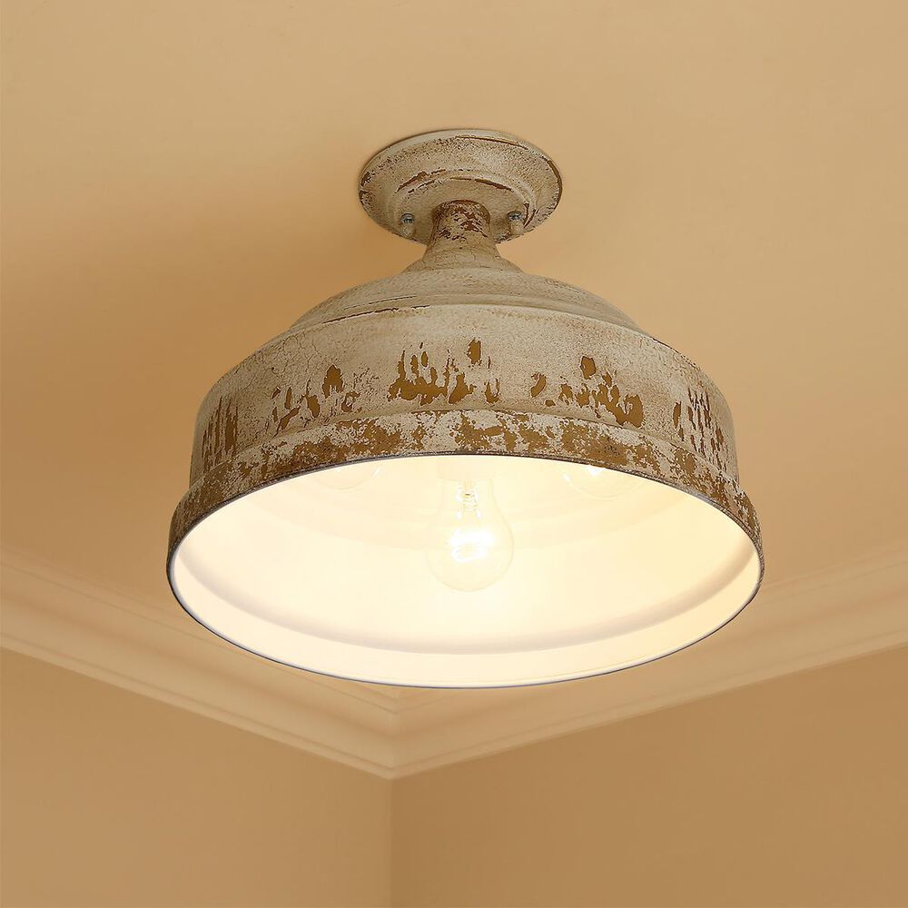 Golden Lighting Keating Semi-Flush in Antique Ivory, , large