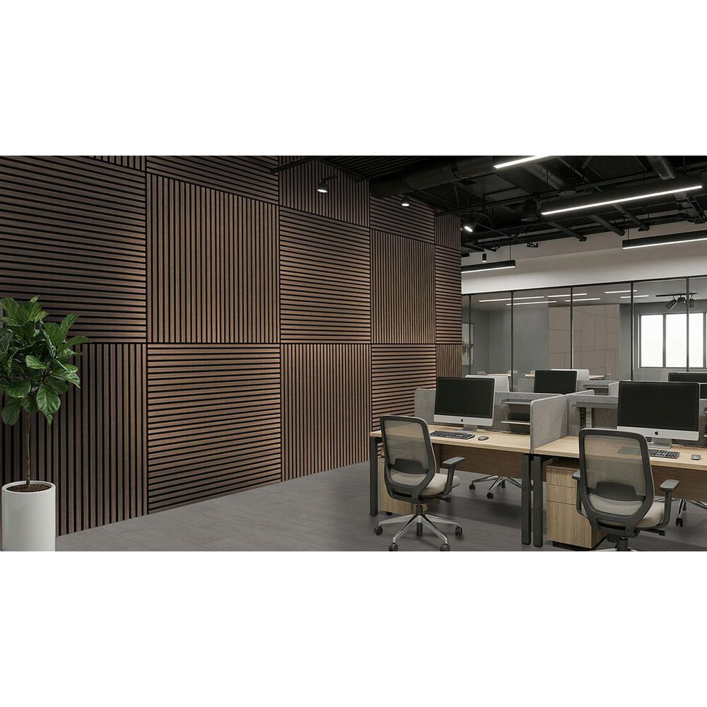 MS International Acoustic Wood Slat Espresso 24" x 48" Wall Panels, , large
