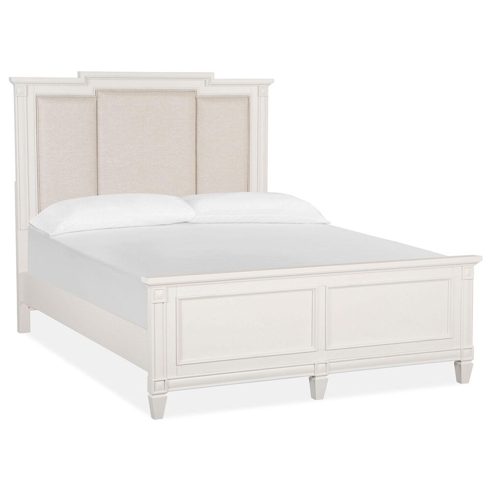 Nicolette Home Willowbrook Queen Panel Bed with Upholstered Headboard with Dresser, Chest, and Two Nightstands in Egg Shell White, , large