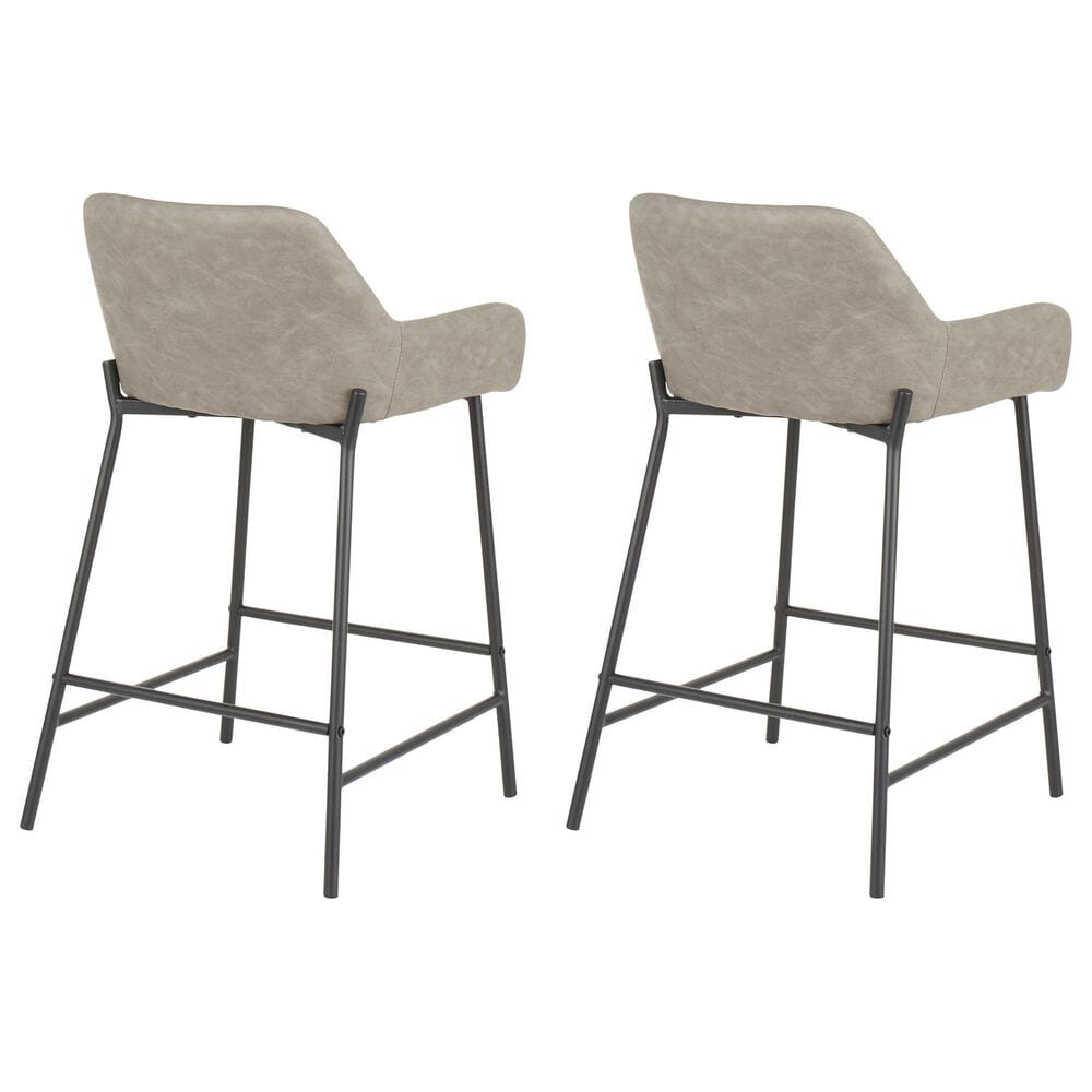 LumiSource Daniella 24" Counter Stool with Grey Upholstery in Black (Set of 2), , large