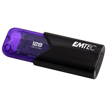 Emtec B110 128GB USB 3.2 Click Easy Flash Drive in Purple, , large
