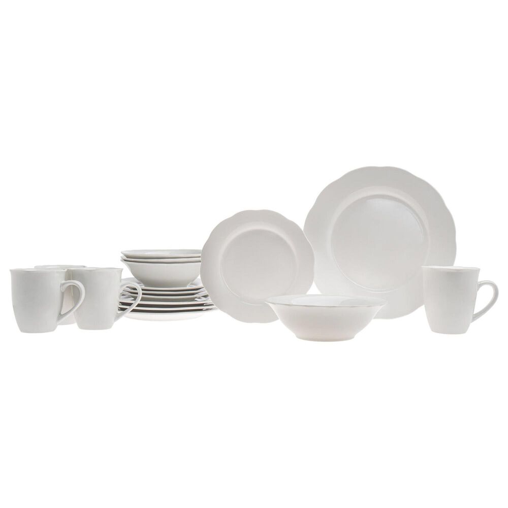 Godinger Silver Inglenook 16-Piece Porcelain Dinnerware Set in White, , large