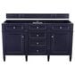 James Martin Vanities Brittany 60" Double Bathroom Vanity in Victory Blue with 3 cm Eternal Marfil Quartz Top, , large