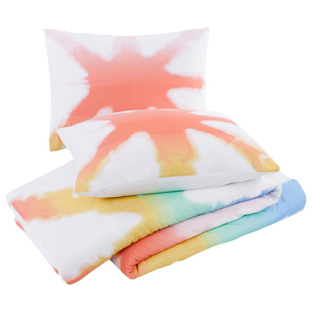 Peking Handicraft Tie Dye Rainbow 2-Piece Twin Comforter Set in Multicolor, , large