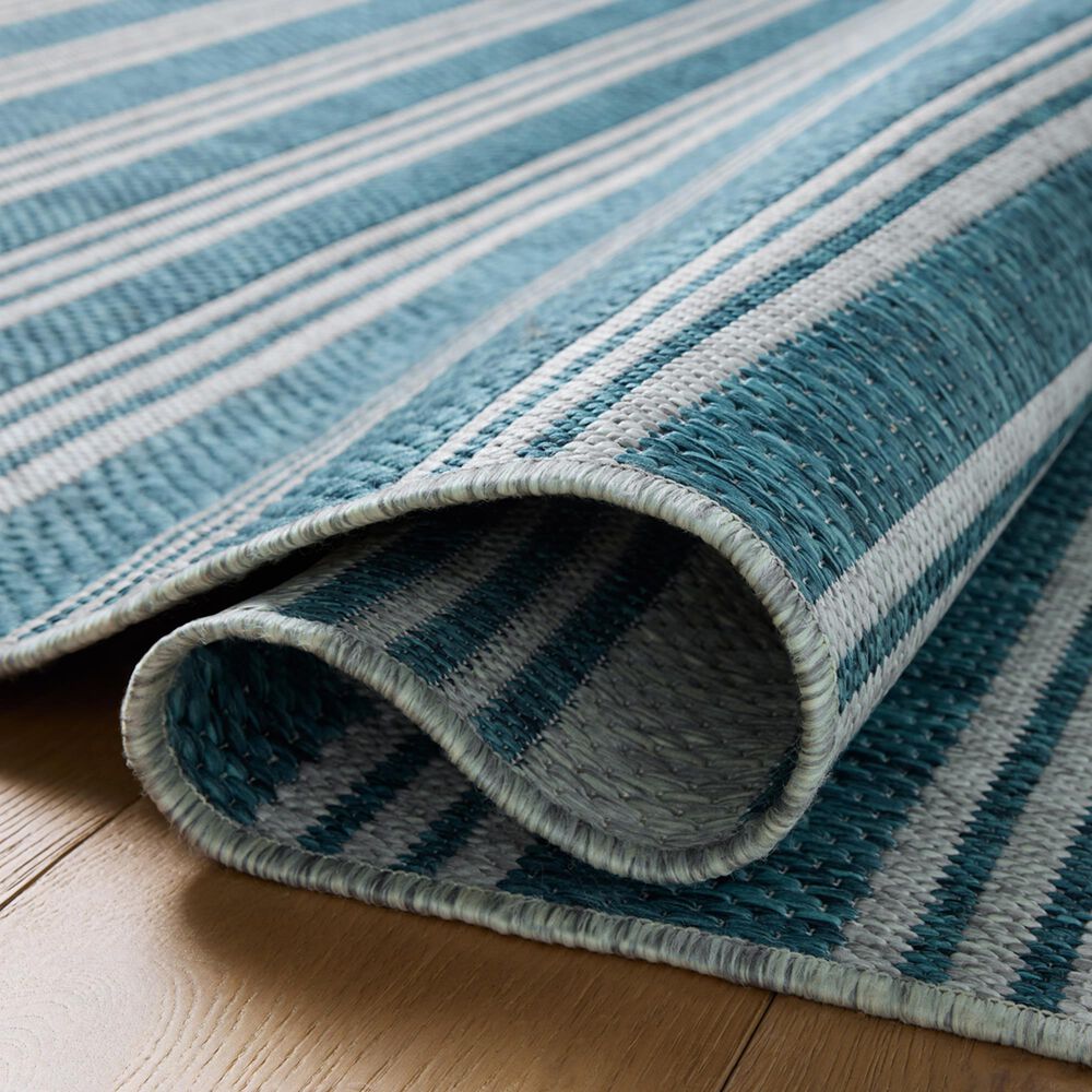 Loloi Easton Teal and Fog 4&#39; x 6&#39; Indoor/Outdoor Area Rug, , large