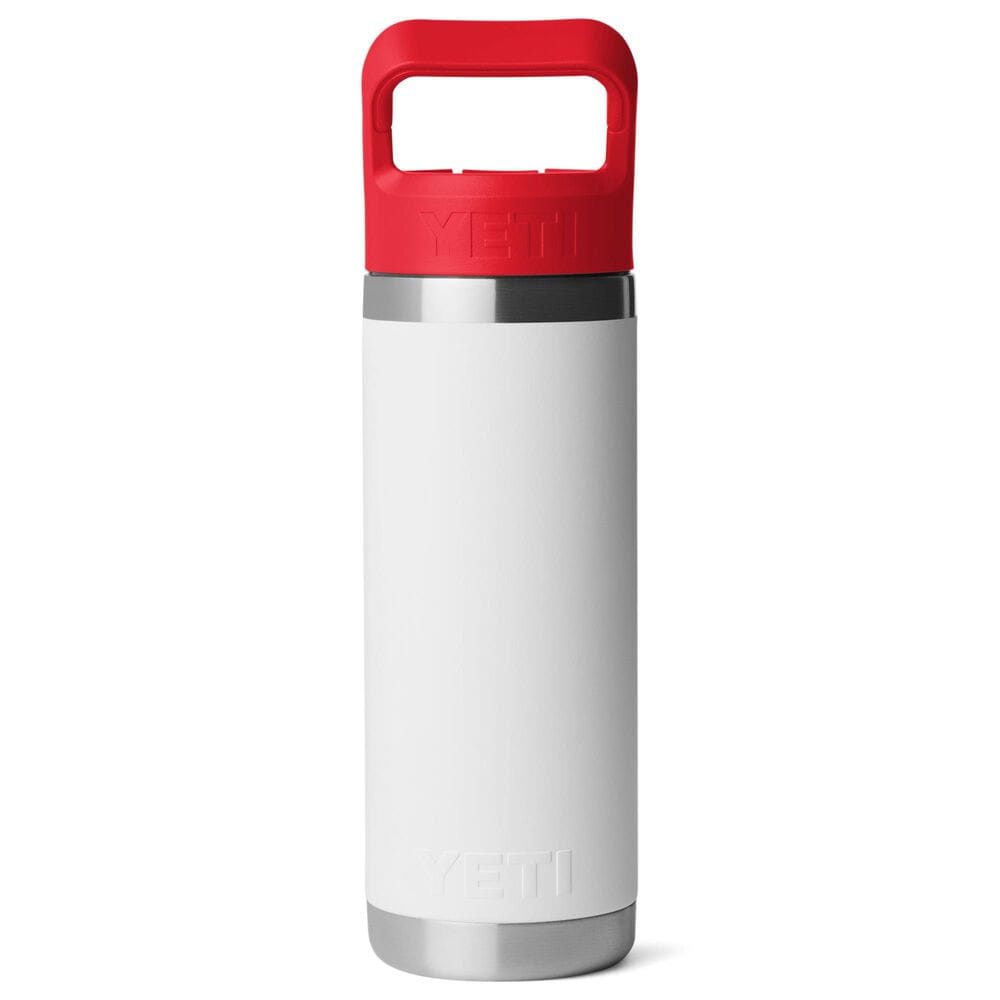 YETI Rambler 18 Oz Water Bottle with Straw Cap in White, Red and Badge, , large