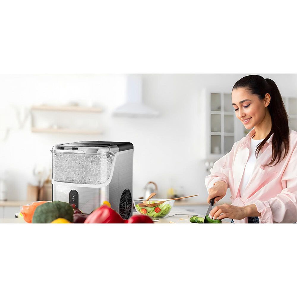 Euhomy 35 Lbs Portable Nugget Ice Maker with Automatic Cleaning in Silver, , large