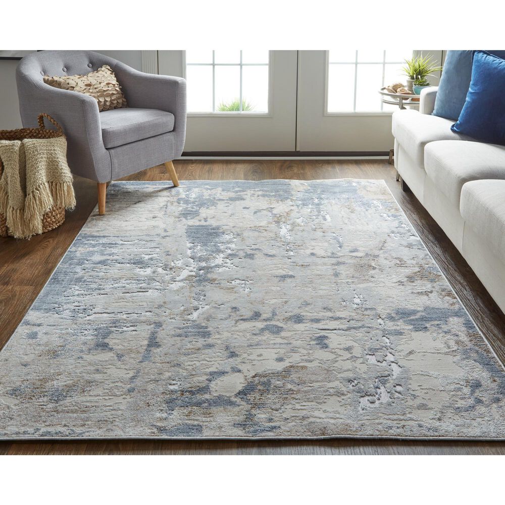 Feizy Laina 7&#39;10&quot; x 9&#39;6&quot; Blue and Ivory Area Rug, , large
