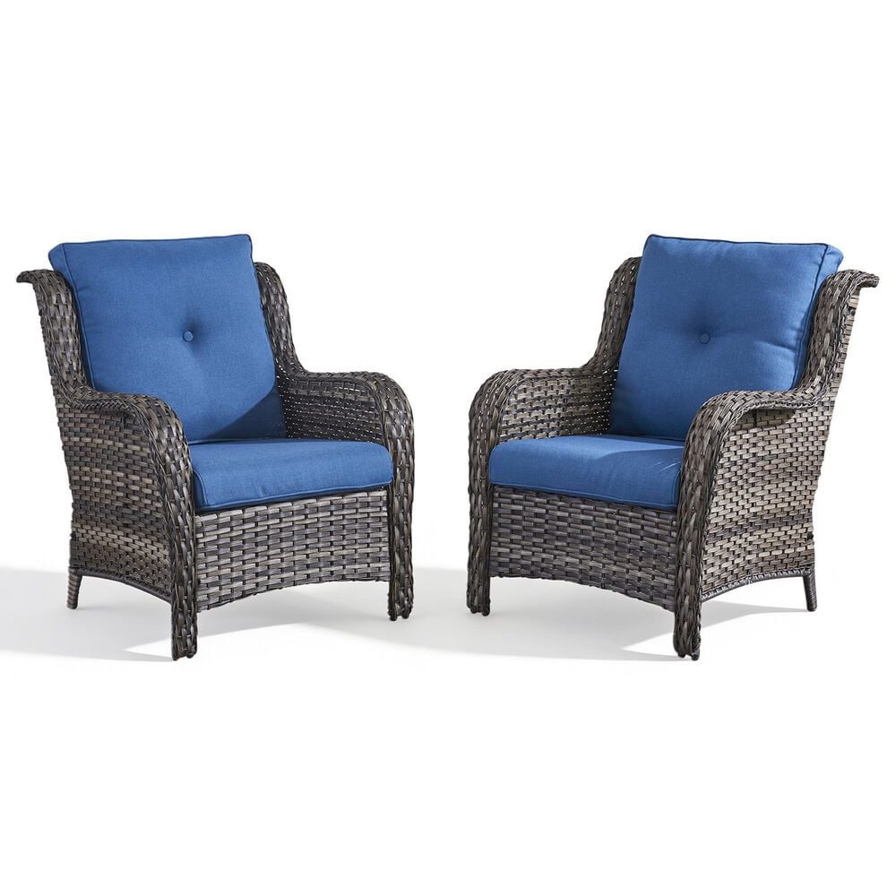 Sunwell Garden Patio Chair with Gray Frame in Navy (Set of 2), , large