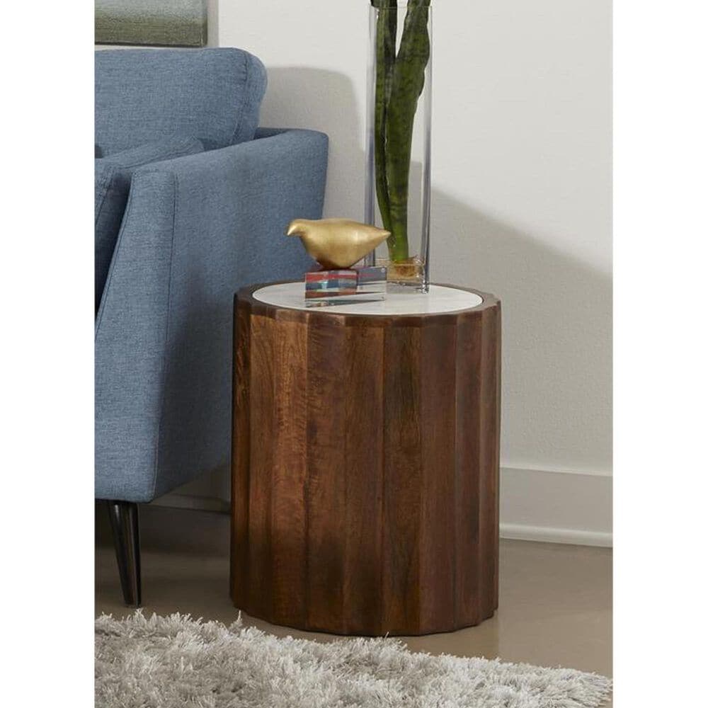 Linden Boulevard Kimble End Table in Brown and White, , large