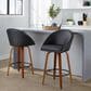 LumiSource Matisse 26" Swivel Counter Stool with Black Faux Leather Upholstery in Walnut and Black (Set of 2), , large