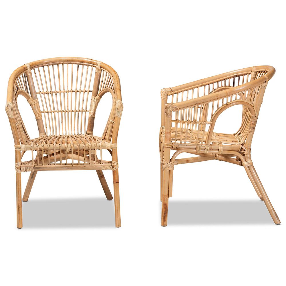 Baxton Studio Alleta Arm Chair in Natural Brown (Set of 2), , large