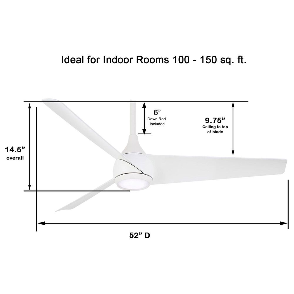 Minka-Aire Twist 52" Ceiling Fan with LED Light in Flat White, , large