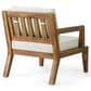 Hearth and Haven Outdoor Wood Club Chair with Beige Cushion in Teak, , large