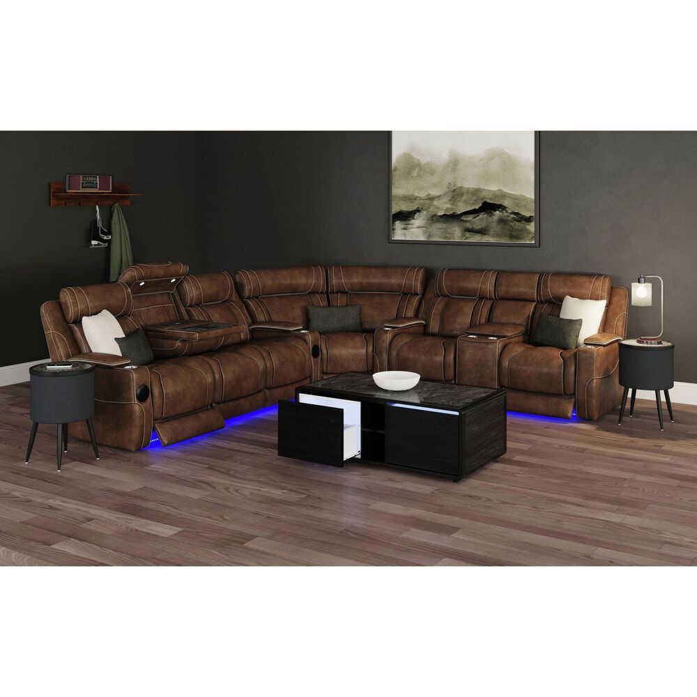 Mayberry Hill Halo Smart Coffee Table with Fridge and Speaker in Black, , large