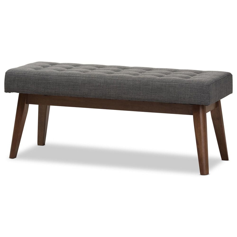 Baxton Studio Elia Bench in Dark Grey, , large
