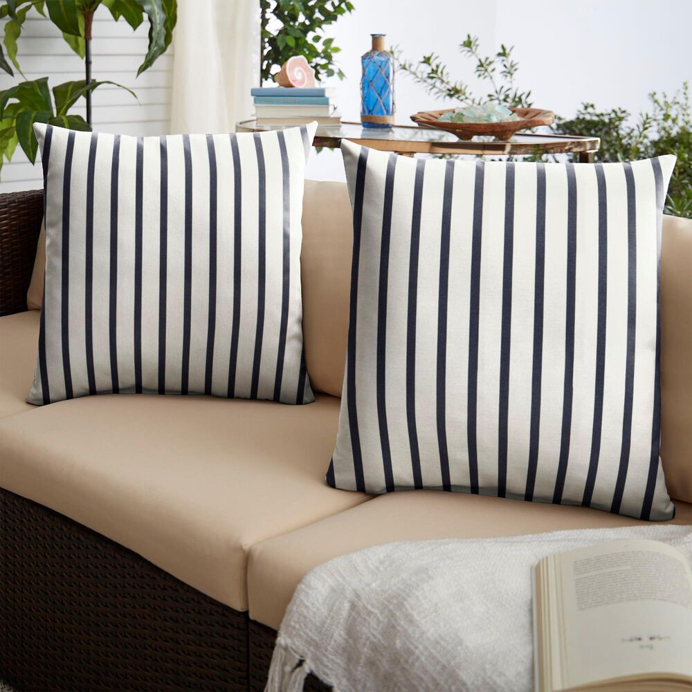 Sorra Home Sunbrella 22" Pillow in Lido Indigo (Set of 2), , large
