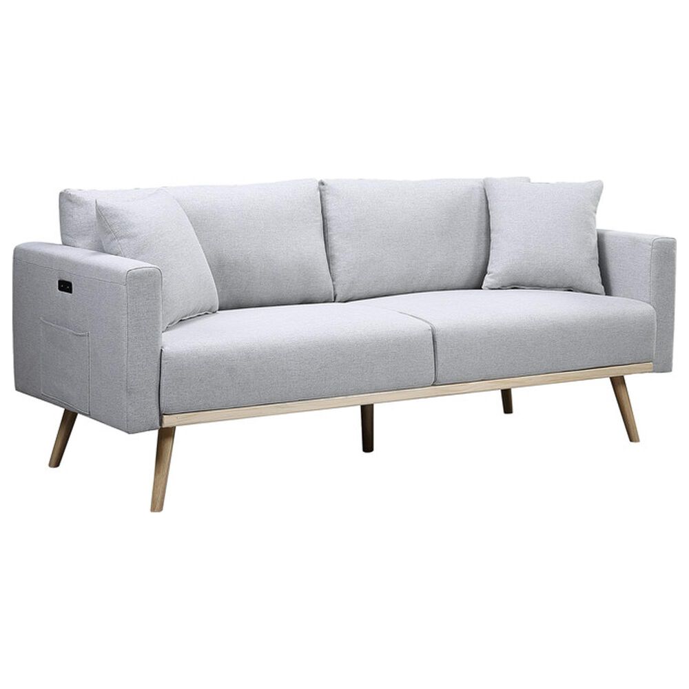 HOMLUX 75" Stationary Sofa with USB Ports in Light Gray, , large