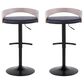 LumiSource Grotto Swivel Barstool with Black Faux Leather Upholstery in Black and Light Grey (Set of 2), , large