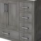 Lexora Home Jacques 36" Left Offset Single Bathroom Vanity in Distressed Grey with 2 cm White Cultured Marble Top and Rectangular Sink, , large