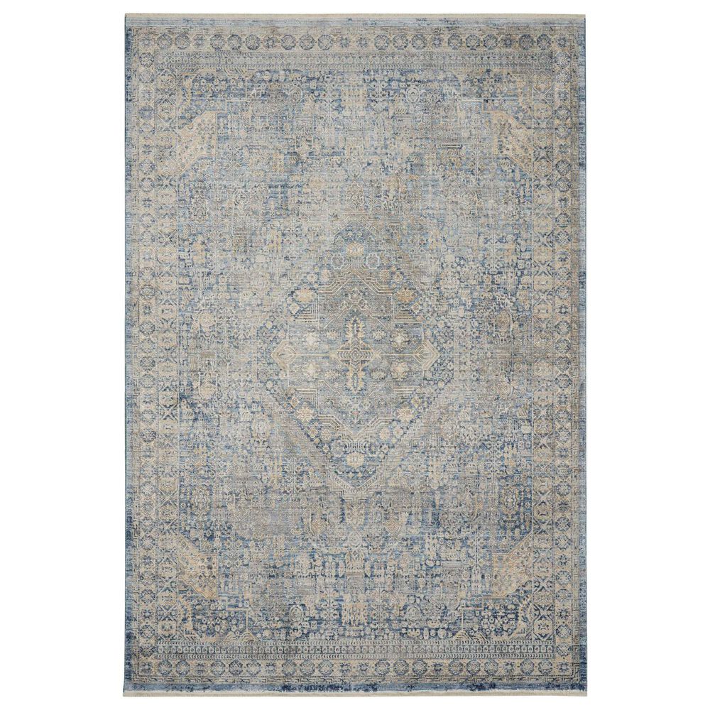 Nourison Lustrous Weave LUW02 5"3" x 7"9" Blue and Ivory Area Rug, , large
