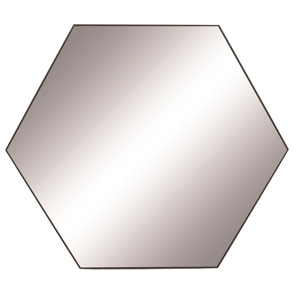 Maple and Jade 35" x 41" Hexagon Wall Mirror with Thin Minimalistic Frame in Black, , large