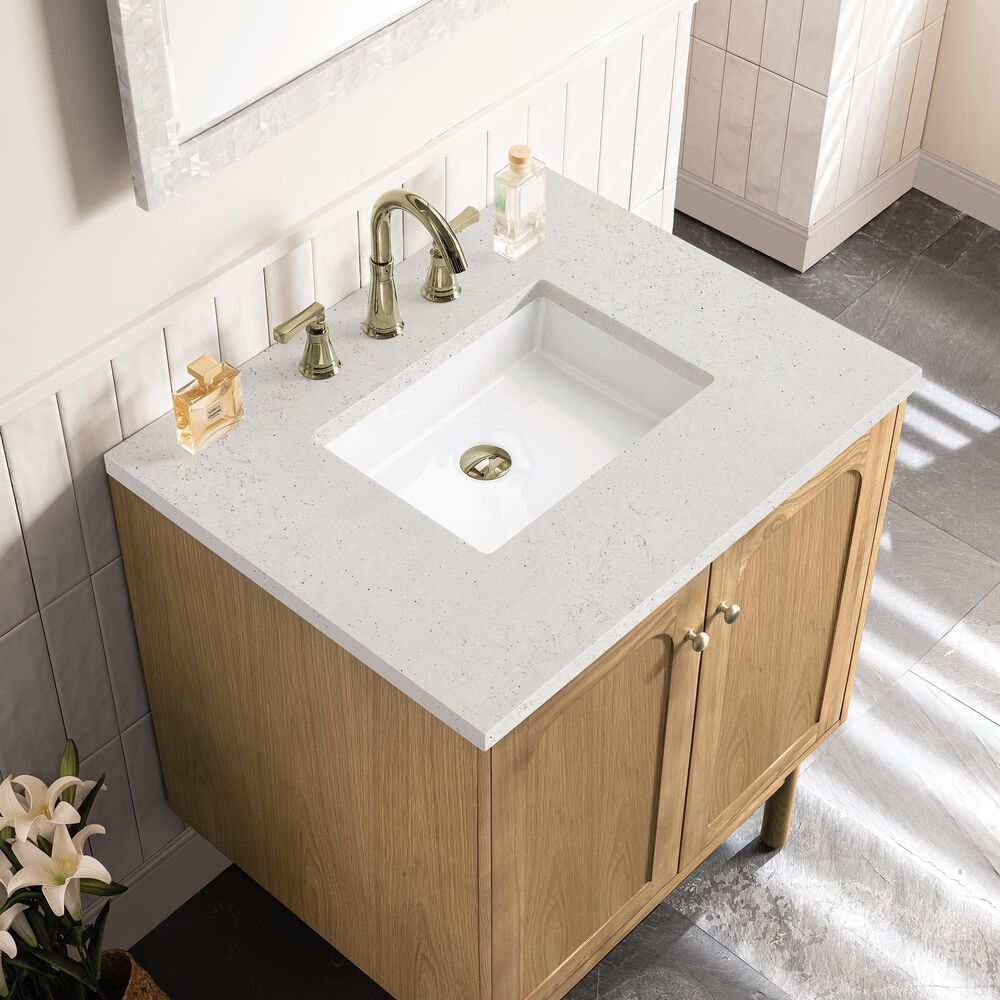 James Martin Vanities Laurent 30" Single Bathroom Vanity in Light Natural Oak with 3 cm Lime Delight Quartz Top and Rectangular Sink, , large