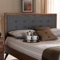 Baxton Studio Sarine Full Panel Headboard with Dark Grey Upholstered in Walnut Brown, , large
