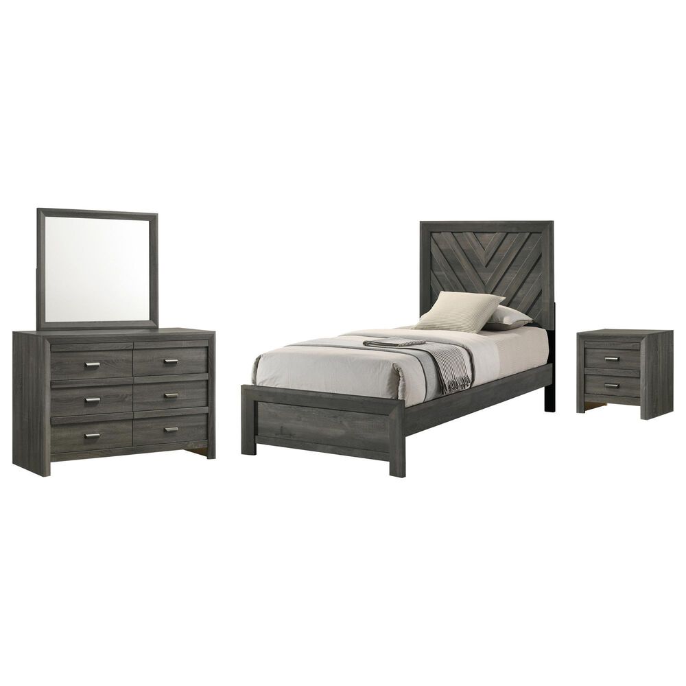 Crown Mark Valor 4-Piece Twin Bedroom Set in Gray, , large