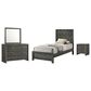 Crown Mark Valor 4-Piece Twin Bedroom Set in Gray, , large