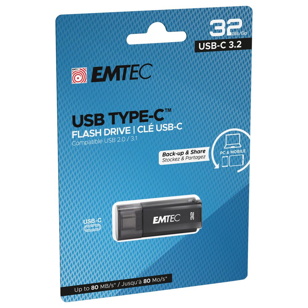jordskælv Tålmodighed global Emtec D400 32GB USB 3.2 Type-C Flash Drive in Black | NFM