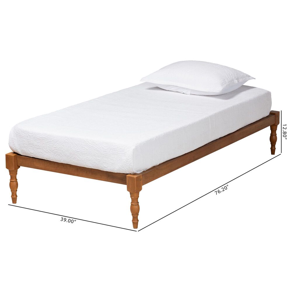 Baxton Studio Iseline Twin Platform Bed Frame in Walnut Brown, , large