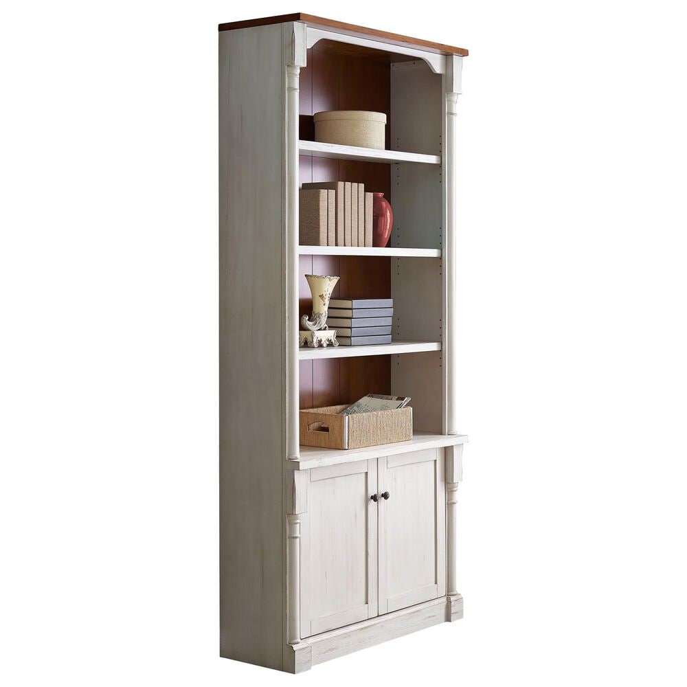 Wycliff Bay Durham 3-Shelf Adjustable Bookcase in Weathered White and Cherry, , large