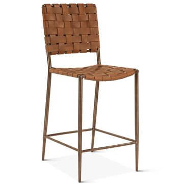 Home Trends & Design 17" Counter Stool with Brown Top Grain Leather, , large