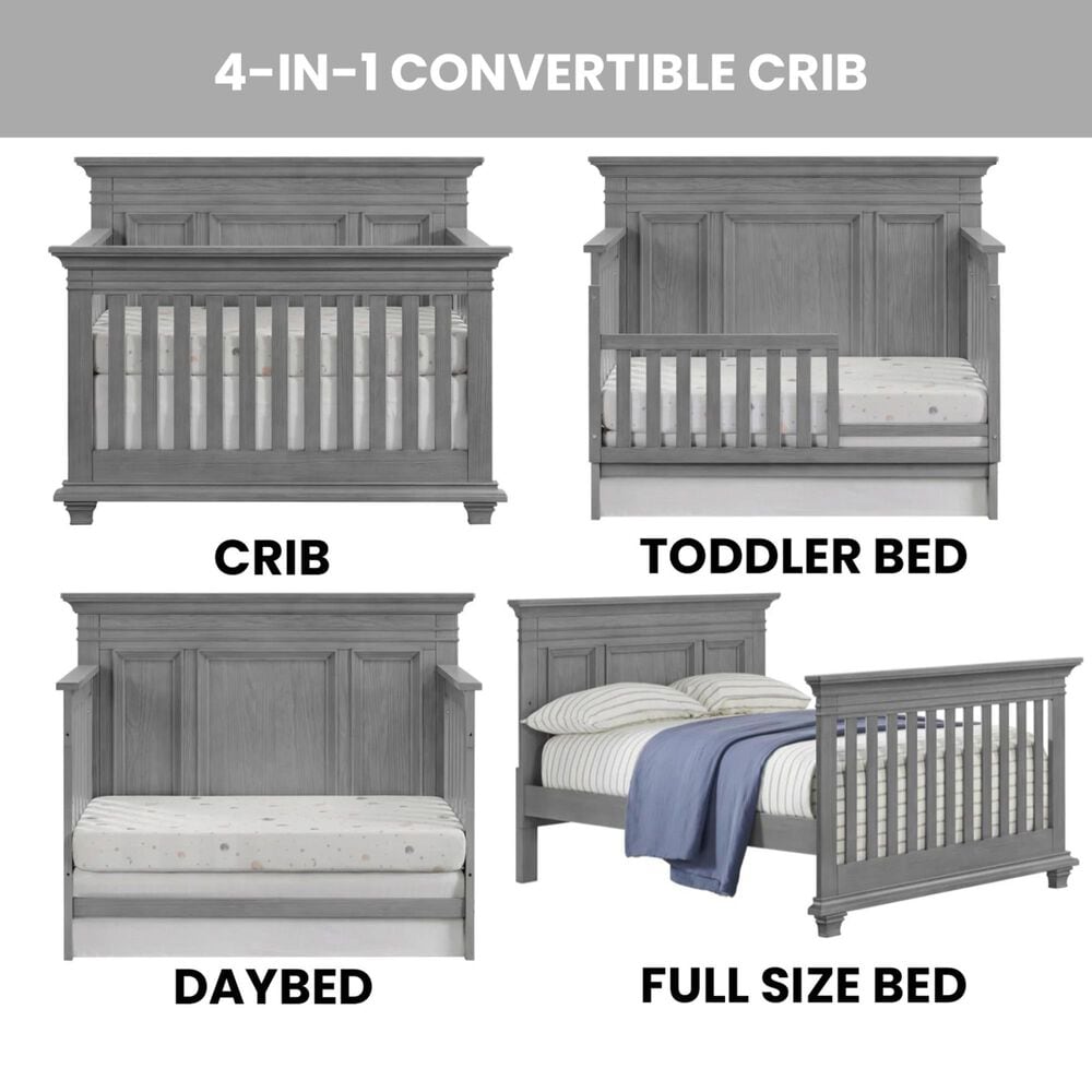 Oxford Baby Weston 2-Piece 4-in-1 Crib and Dresser Nursery Set in Dusk Gray, , large