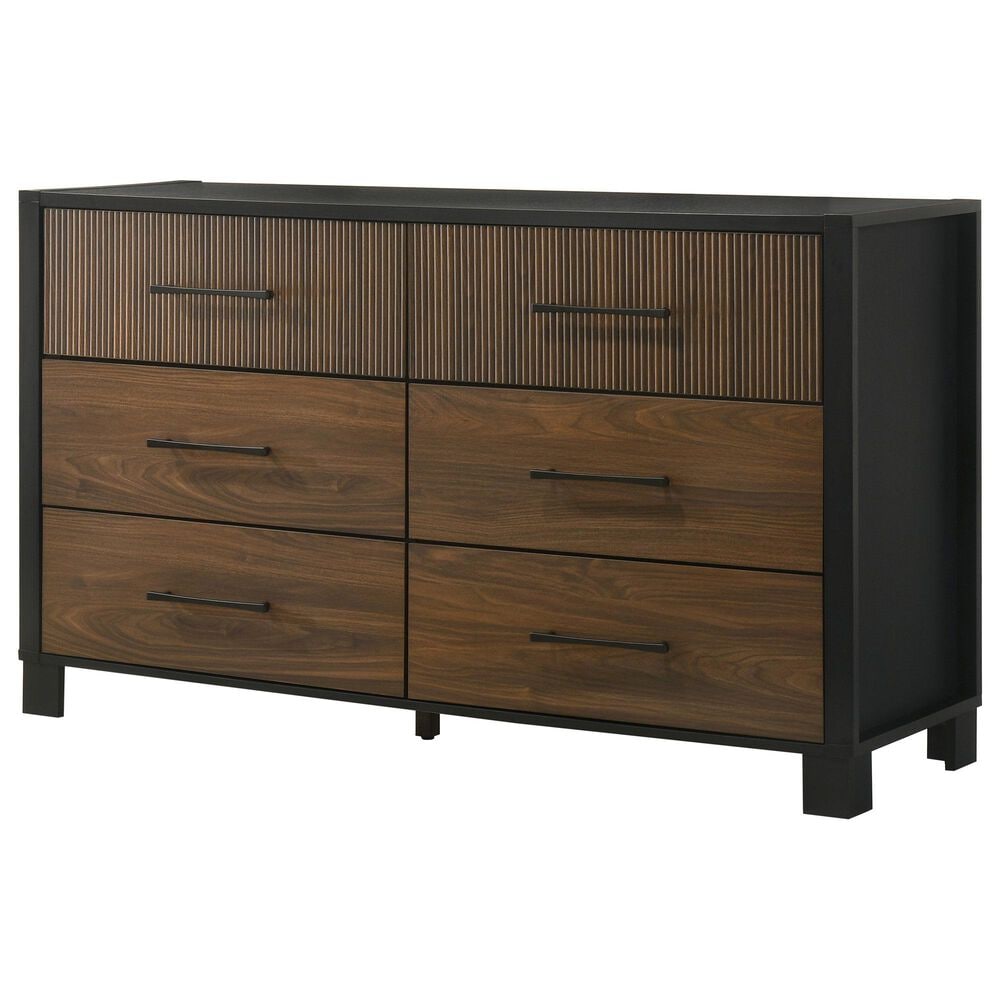 Crown Mark Nemy 6 Drawer Dresser and Mirror in Brown, , large