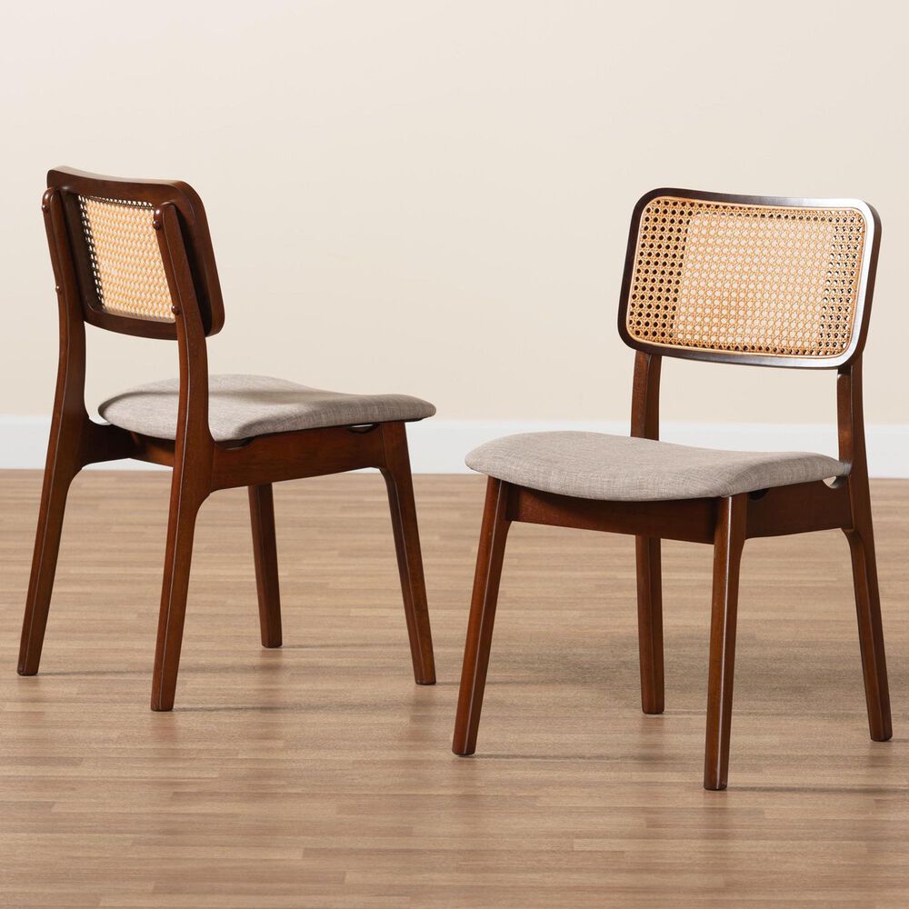 Baxton Studio Dannon Side Chair in Walnut Brown and Light Brown (Set of 2), , large
