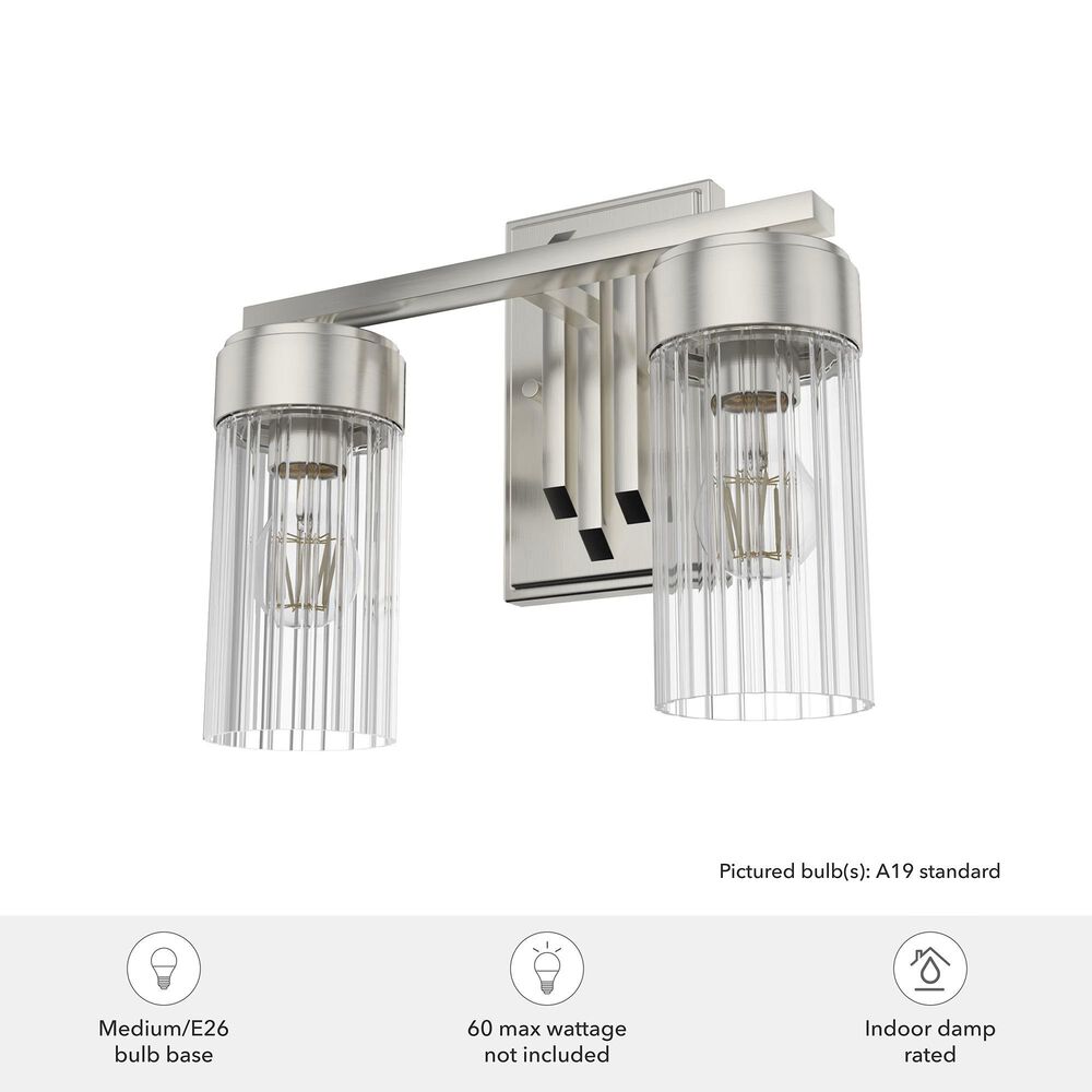 Hunter Gatz 2-Light Vanity in Brushed Nickel, , large